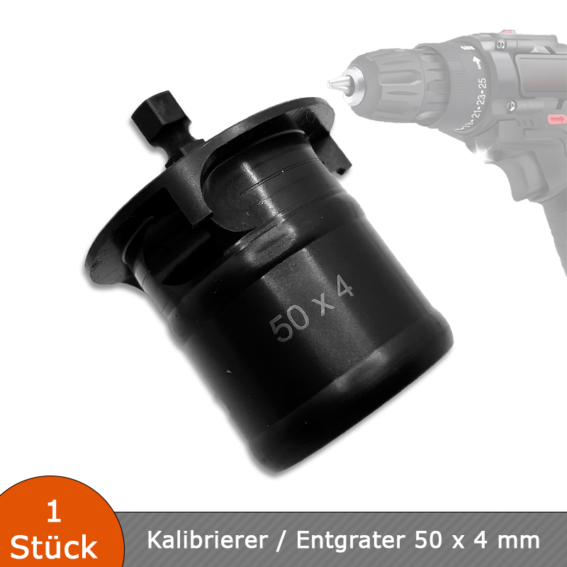 Verlegehilfen Kalibrierer / Entgrater 50 x 4 mm für Mehrschichtverbundrohre mit Akkuschrauberantrieb