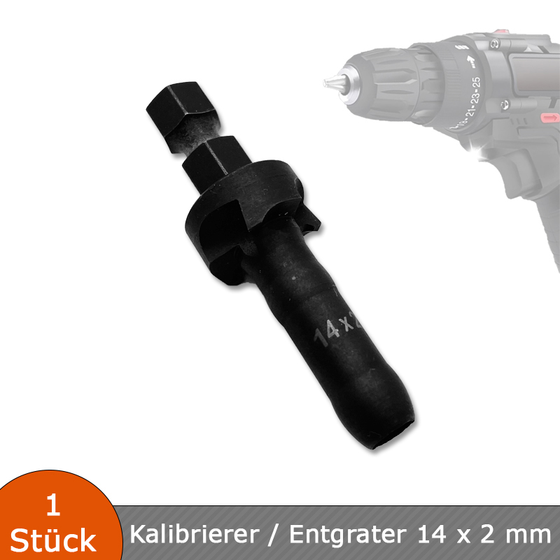 Verlegehilfen Kalibrierer / Entgrater 14 x 2 mm für Mehrschichtverbundrohre mit Akkuschrauberantrieb
