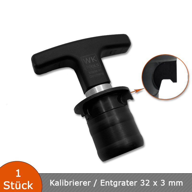 Verlegehilfen Kalibrierer / Entgrater 32 x 3 mm für Mehrschichtverbundrohre mit T-Griff
