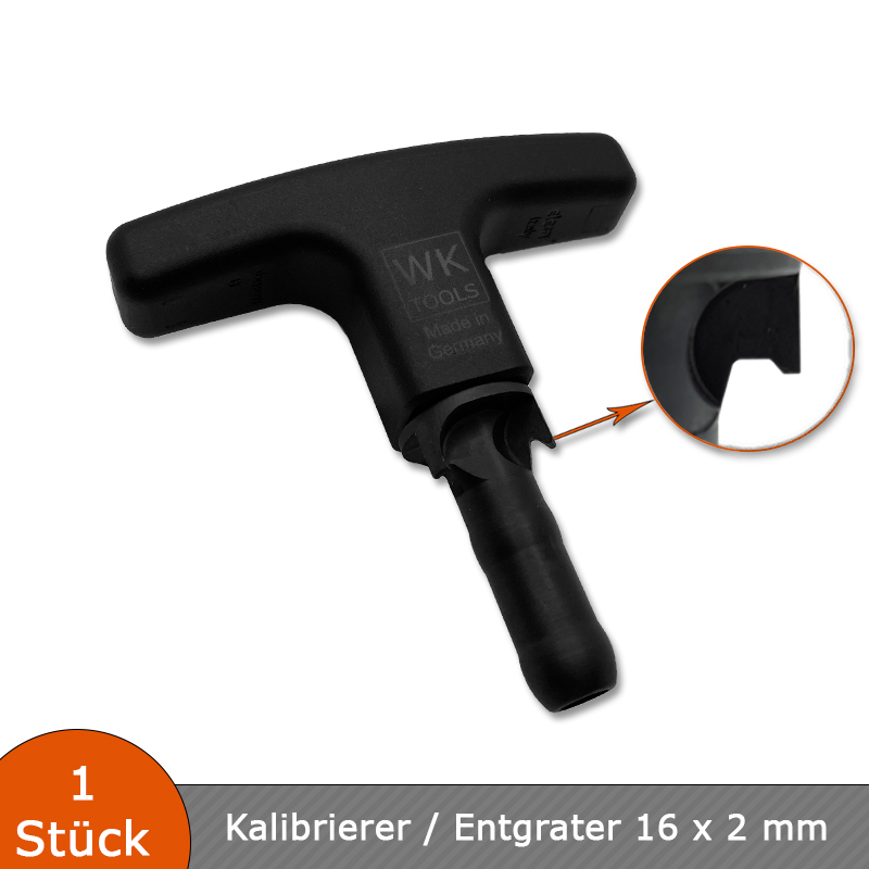 Verlegehilfen Kalibrierer / Entgrater 16 x 2 mm für Mehrschichtverbundrohre mit T-Griff