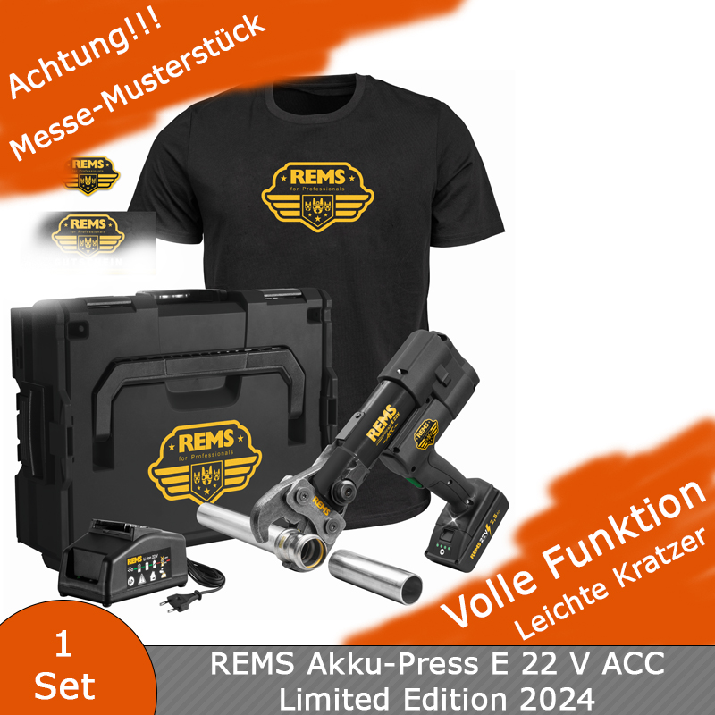 REMS Akku-Press E 22V ACC Limited-Edition in L-BOXX + Inspektionsgutschein + T-Shirt 576062 RLE