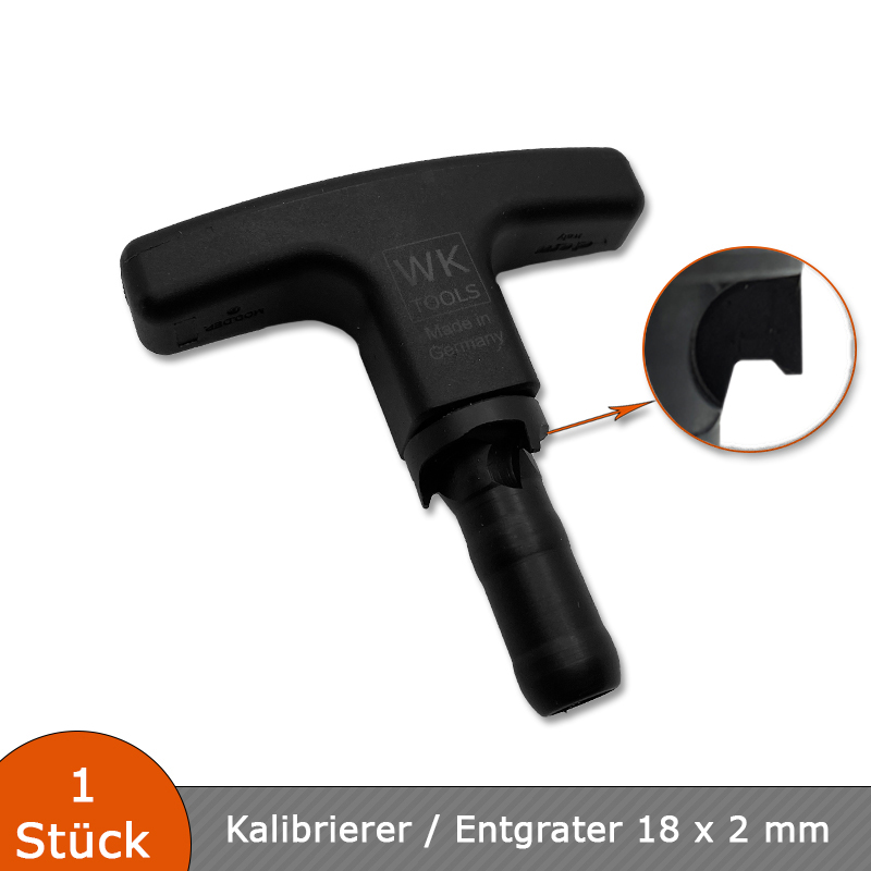 Verlegehilfen Kalibrierer / Entgrater 18 x 2 mm für Mehrschichtverbundrohre mit T-Griff