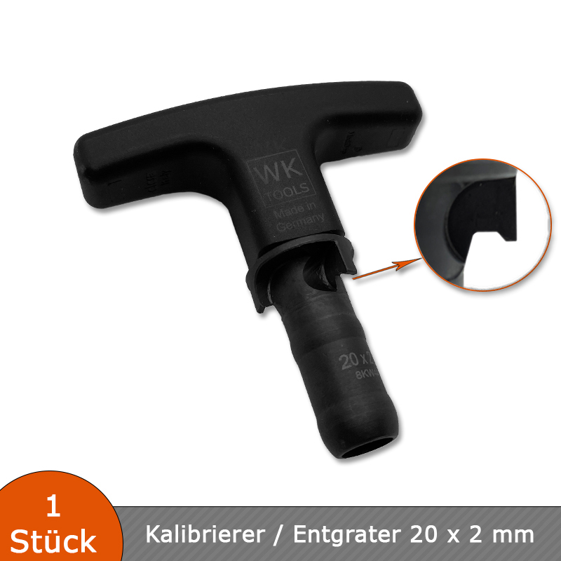 Verlegehilfen Kalibrierer / Entgrater 20 x 2 mm für Mehrschichtverbundrohre mit T-Griff