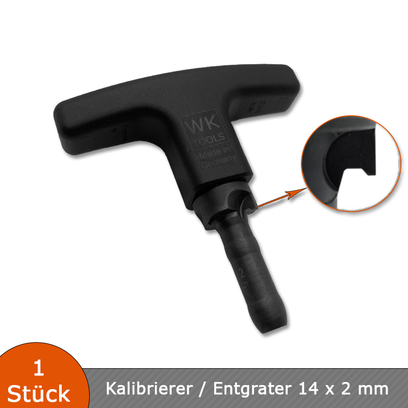 Verlegehilfen Kalibrierer / Entgrater 14 x 2 mm für Mehrschichtverbundrohre mit T-Griff